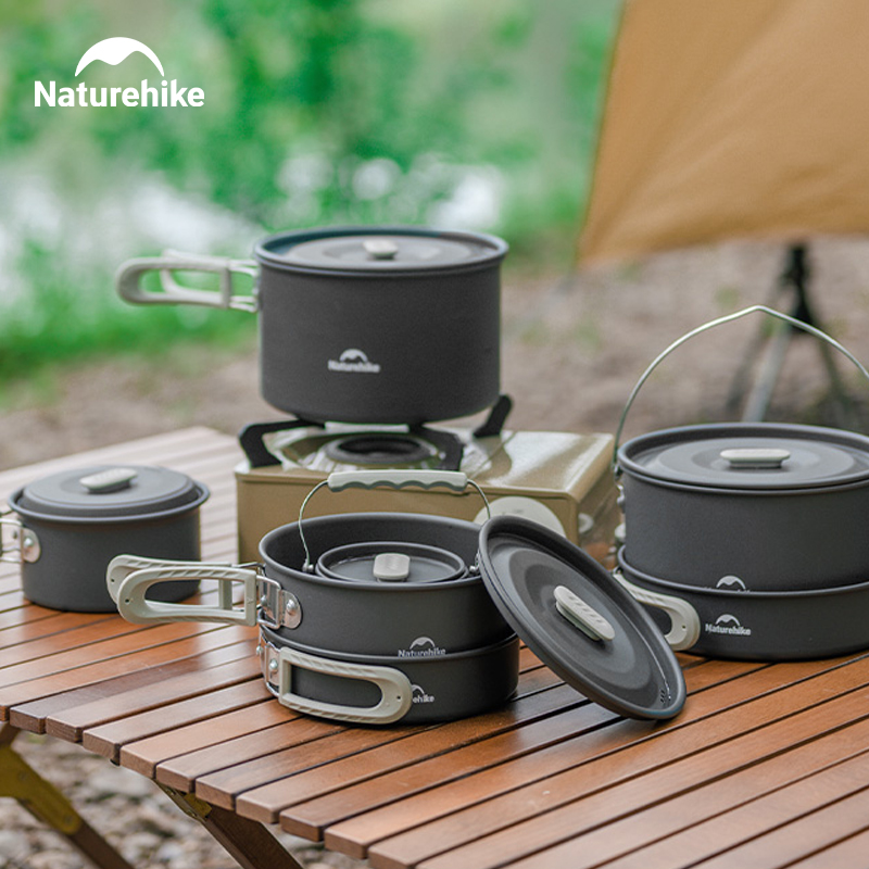 Quechua Camping Cooking Set - ชุดเครื่องครัวแคมป์ปิ้ง Naturehike ชุดหม้ออะลูมิเนียมน้ำหนักเบาสำหรับทำอาหารกลางแจ้ง ชุดอุปกรณ์บนโต๊ะอาหาร อุปกรณ์ครัว อุปกรณ์แคมป์ปิ้ง
