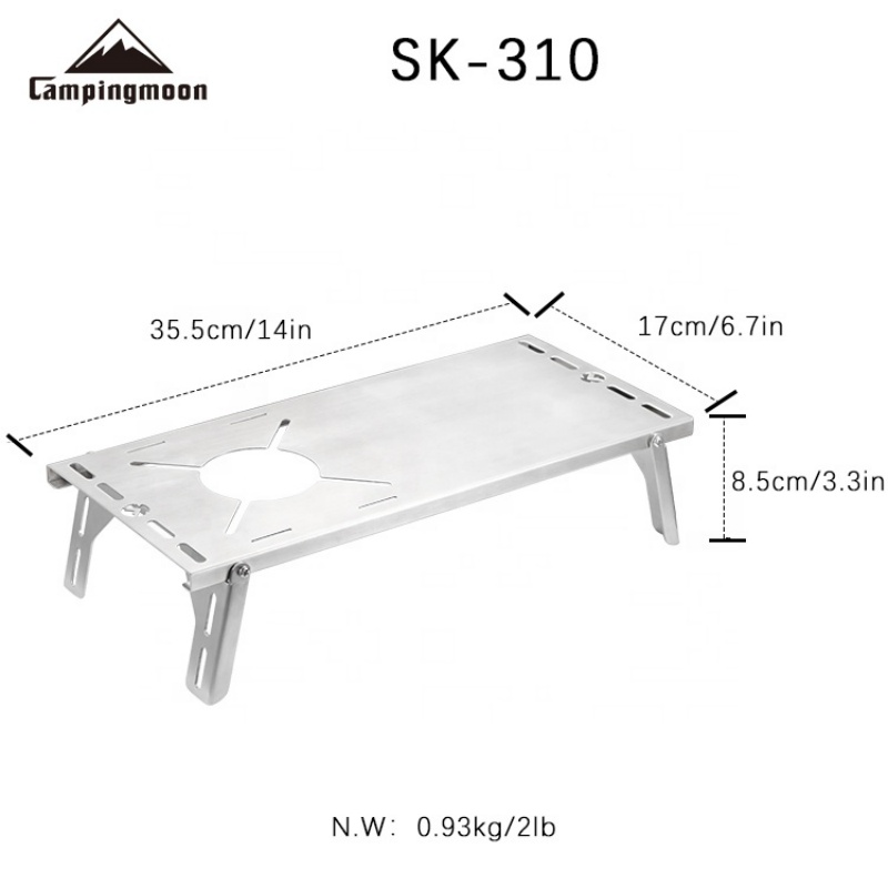 Camping Cooking Table With Windshield - เตาบาร์บีคิวพับได้อเนกประสงค์ CAMPINGMOON SK-310 พร้อมชั้นวางของสำหรับตั้งแคมป์และทำอาหารกลางแจ้ง