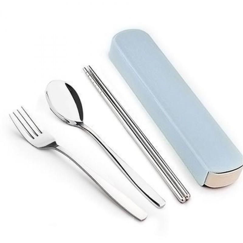 Camping Cooking Knife Set - 4ชิ้น/ชุดช้อน sumpit Baja antikarat ส้อมมีดสเต็กพร้อมกล่องเก็บของเดินทางตั้งแคมป์อุปกรณ์ที่ใช้บนโต๊อาหารแบบพกพา set