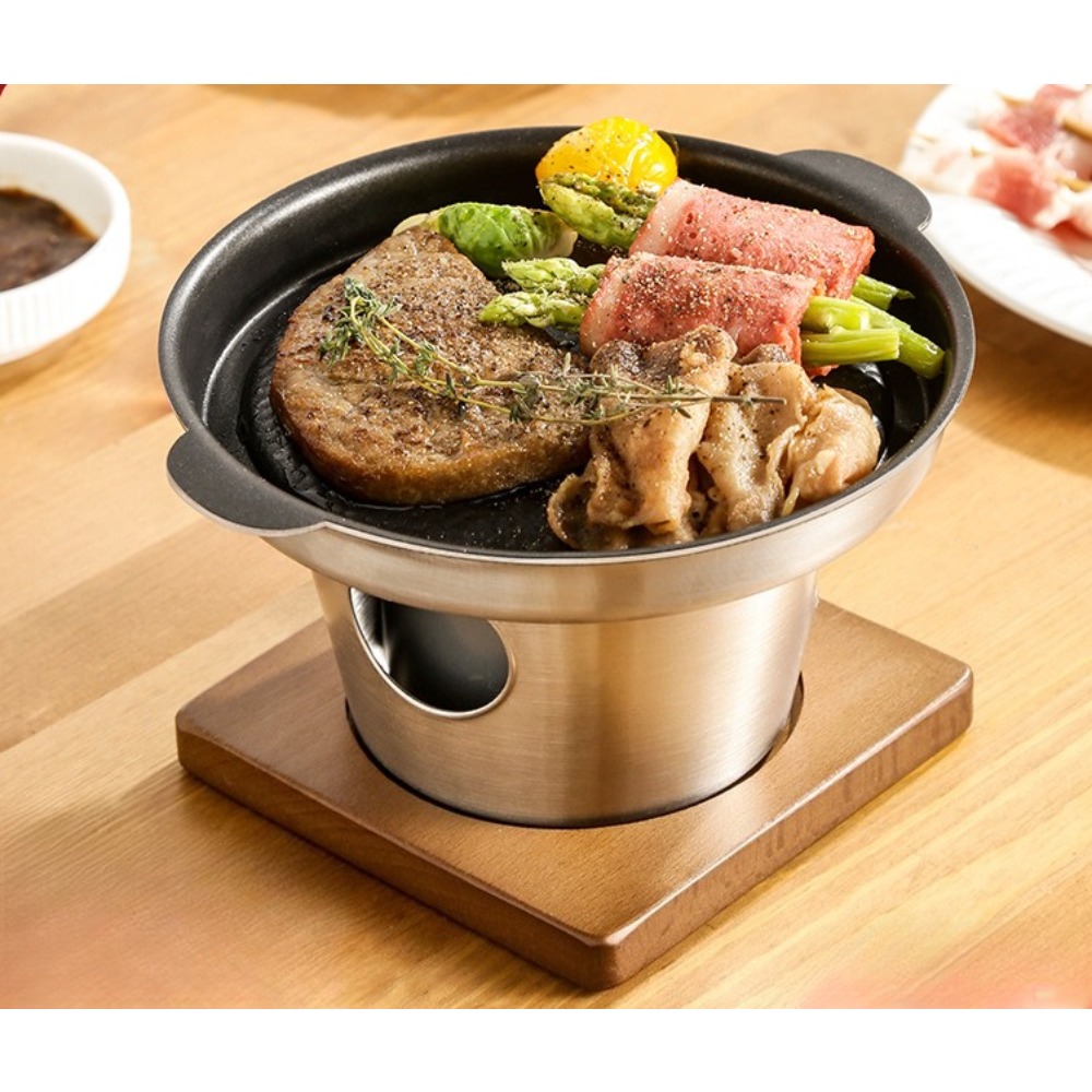 Japanese Camping Cooking - เตาบาร์บีคิวขนาดเล็กแบบตั้งโต๊ะสไตล์เกาหลี ไม่ติดกระทะ ใช้ได้ทั้งในบ้านและนอกบ้าน เหมาะสำหรับทำอาหารญี่ปุ่น ปิ้งย่างในสวนหลังบ้าน หรือแคมป์ปิ้ง