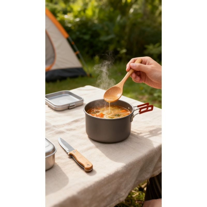 Japanese Camping Cooking - ช้อนไม้ญี่ปุ่นสำหรับชา กาแฟ และซุป ใช้คนอาหาร อุปกรณ์ทำครัว อุปกรณ์ทำอาหารสำหรับแคมป์ปิ้ง