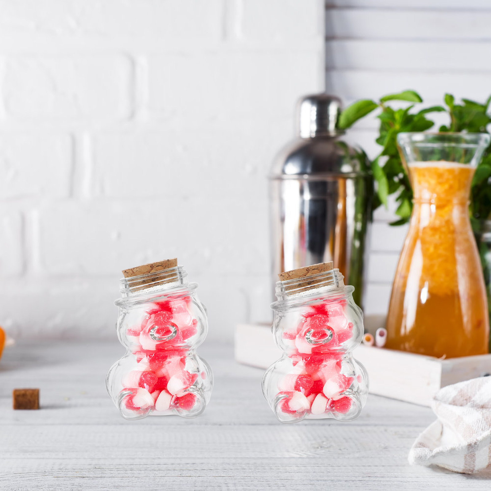 Bear Canister Food - โหลแก้วใสสำหรับเก็บขนม 4 ชิ้น รูปทรงหมี ปิดผนึกได้ อเนกประสงค์