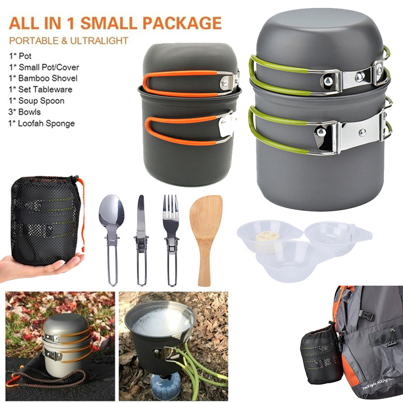 Camping Cooking Knife Set - ใหม่หม้อตั้งแคมป์แบบพกพากลางแจ้งชุดเดินป่าปิคนิคบาร์บีคิวทำอาหารพับเครื่องครัวช้อนมีดอุปกรณ์