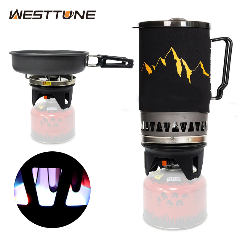 Camping Cooking System - WESTTUNE ระบบทําอาหารกลางแจ้ง Camping โพรเพนทําอาหารเกียร์แลกเปลี่ยนความร้อนแบบพกพา Burner แก๊สสําหรับปิกนิกฉุกเฉินใช้