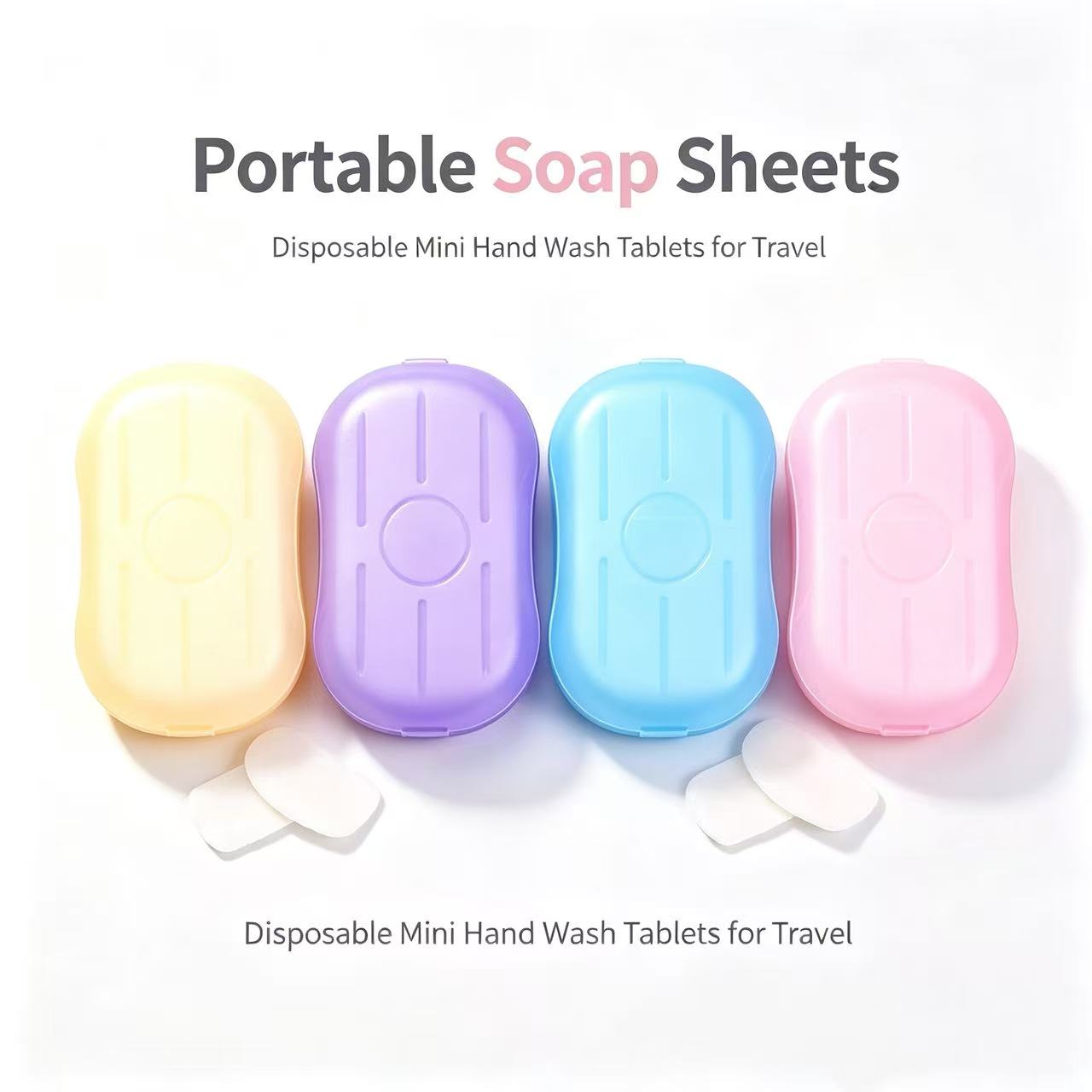 Biodegradable Soap Camp - แผ่นสบู่พกพา 3 ชิ้น, สบู่ล้างมือแบบเม็ดขนาดเล็กแบบใช้แล้วทิ้งในกล่อง, สุขอนามัยสำหรับการเดินทางสำหรับโรงแรม, กิจกรรมกลางแจ้ง,