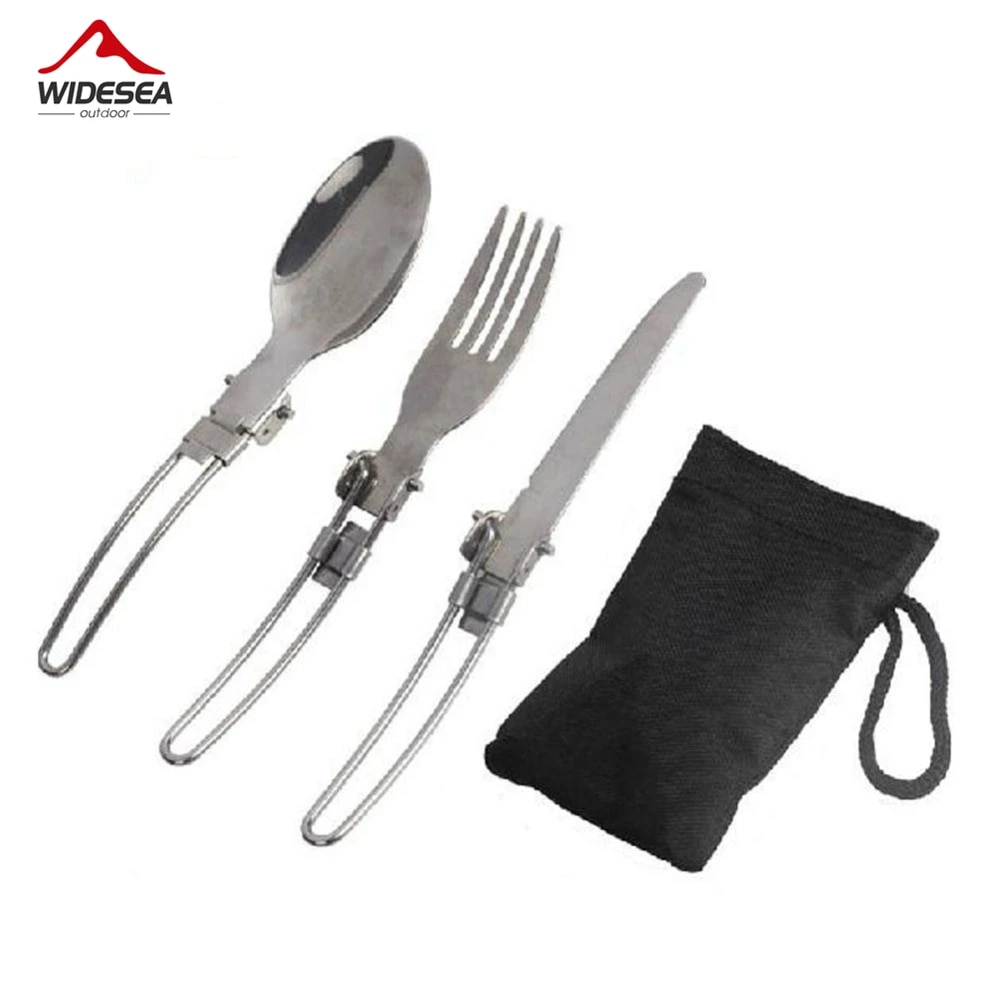 Camping Cooking Knife Set - ชุดช้อนส้อมสแตนเลสพกพาสำหรับตั้งแคมป์ ปิกนิก เดินทาง 3 ชิ้น 1