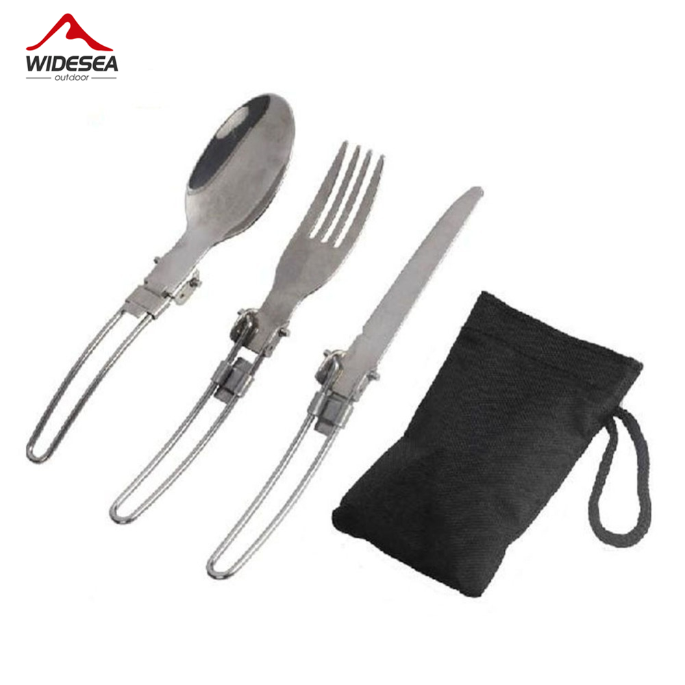 Camping Cooking Knife Set - 3 ชิ้น 1 เซ็ตแบบพกพากลางแจ้งตั้งแคมป์ท่องเที่ยวปิกนิกพับสแตนเลสชุดช้อนส้อมช้อนส้อมมีดบนโต๊ะอาหารจัดส่งฟรี