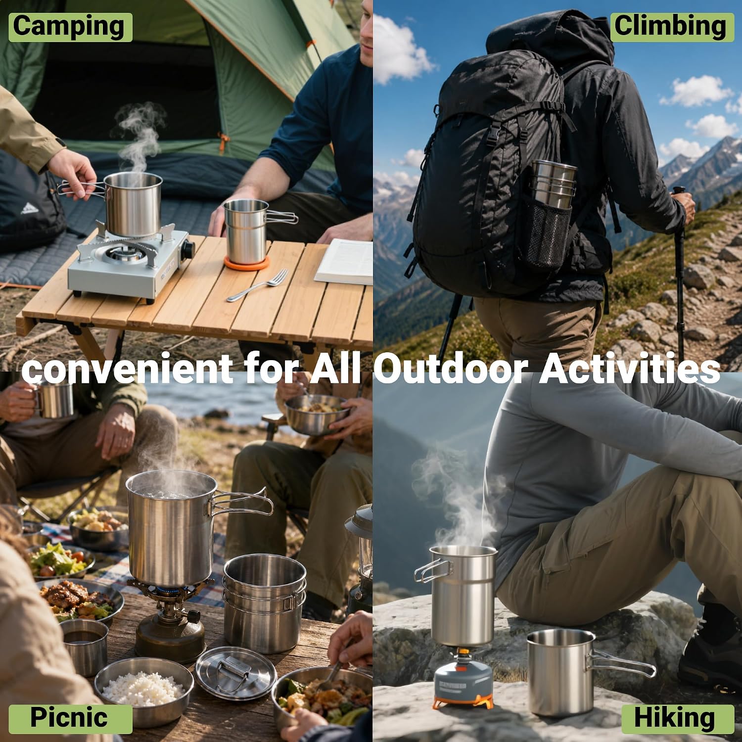 แก้วพับได้สำหรับแคมป์ปิ้ง หม้อ - Camping Cooking Backpack บทวิจารณ์และราคา