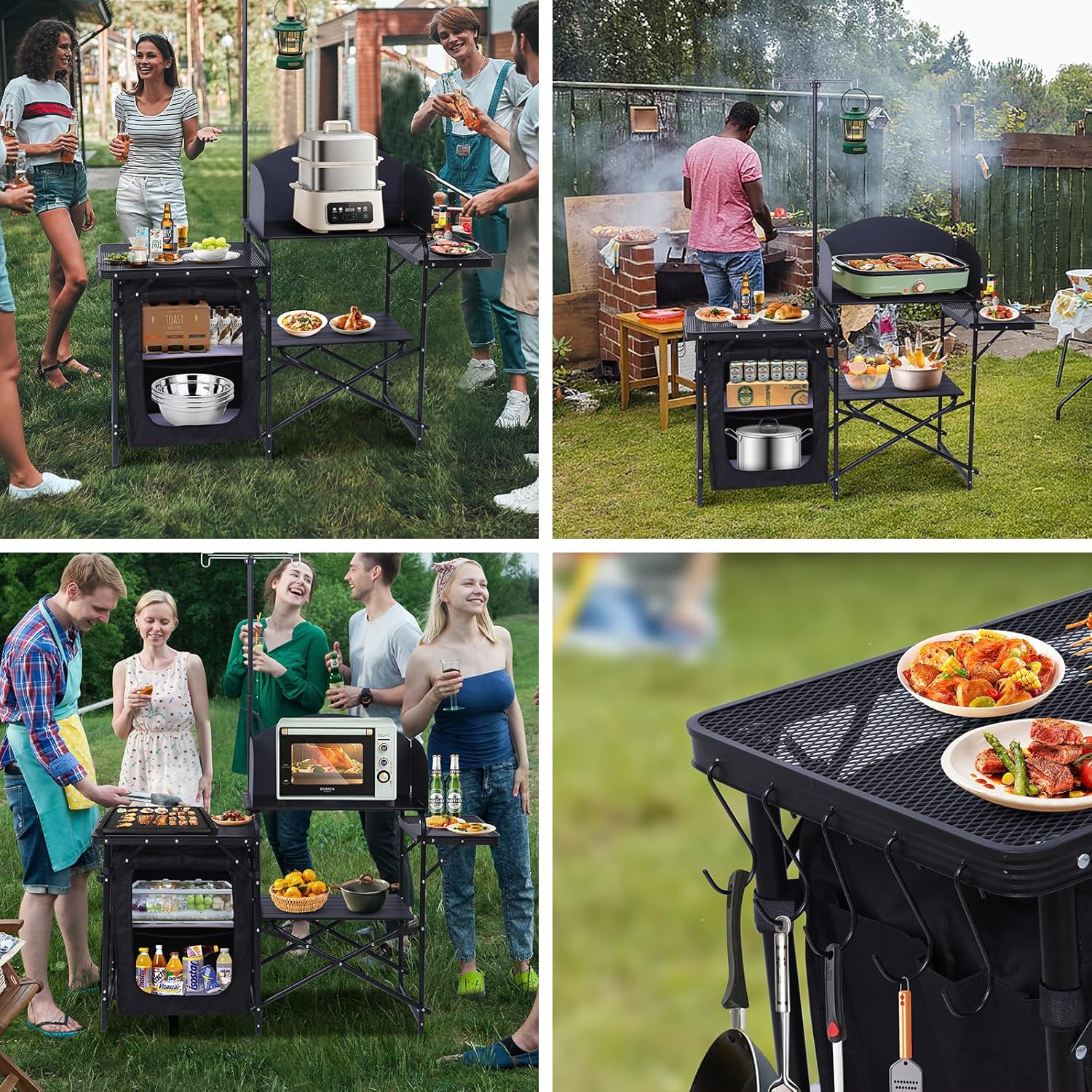 สถานีครัวสำหรับแคมป์ปิ้ง, โต๊ะ - Camping Cooking Table With Windshield บทวิจารณ์และราคา