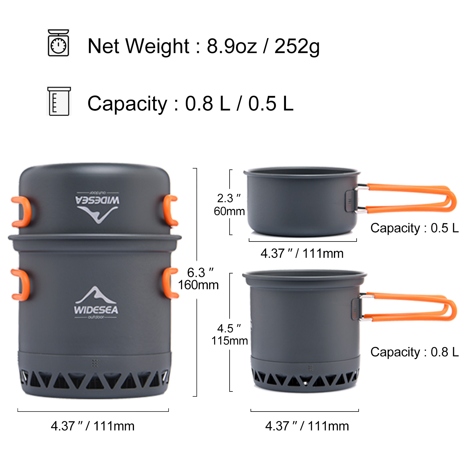 Widesea Camping หม้อ 1.3L 2.3L - Quechua Camping Cooking Set บทวิจารณ์และราคา