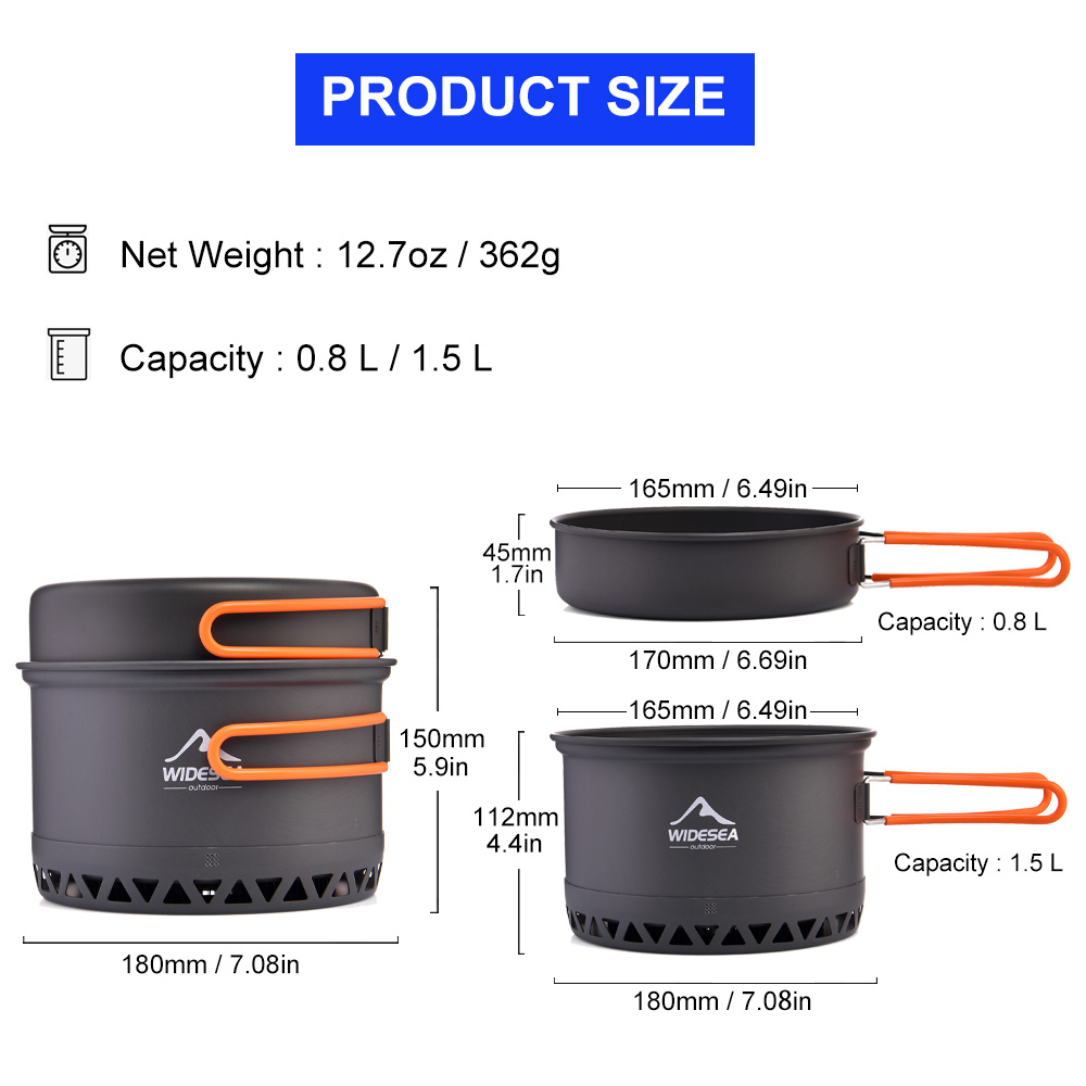 Widesea Camping หม้อ 1.3L 2.3L - Quechua Camping Cooking Set บทวิจารณ์และราคา