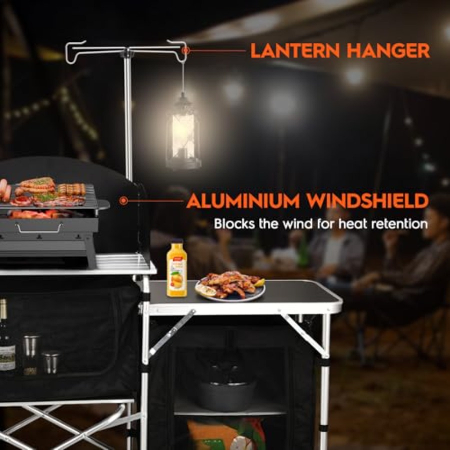 โต๊ะครัวแคมป์ปิ้ง, สถานีทำอาหา - Camping Cooking Table With Windshield บทวิจารณ์และราคา
