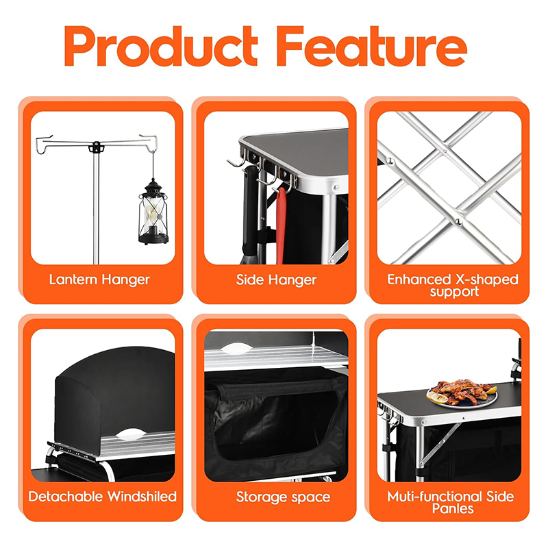 โต๊ะครัวพับได้อเนกประสงค์ 3 ชั - Camping Cooking Table With Windshield บทวิจารณ์และราคา