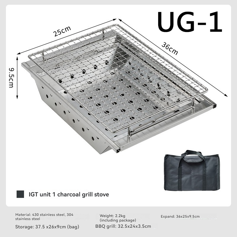 เตาบาร์บีคิวคาร์บอน CAMPINGMOO - Camping Cooking Table With Windshield บทวิจารณ์และราคา