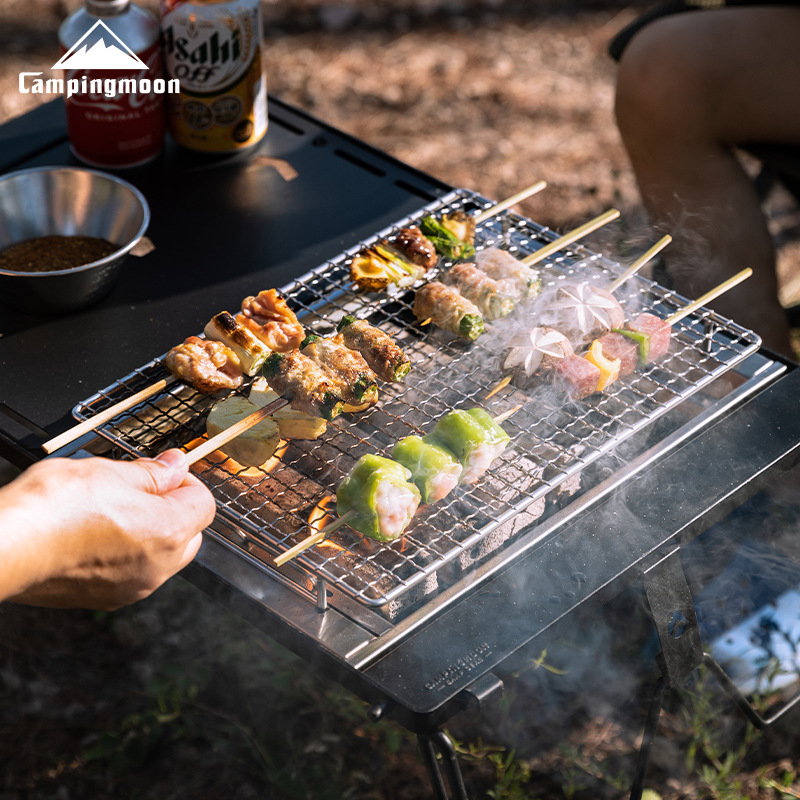 เตาบาร์บีคิวคาร์บอน CAMPINGMOO - Camping Cooking Table With Windshield บทวิจารณ์และราคา