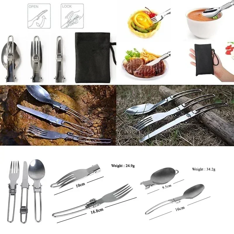 ใหม่หม้อตั้งแคมป์แบบพกพากลางแจ - Camping Cooking Knife Set บทวิจารณ์และราคา