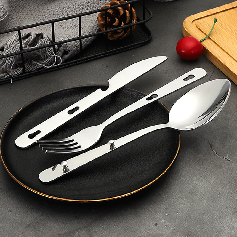 ชุดช้อนส้อมมีดพกพาสแตนเลส 3 ชิ - Camping Cooking Knife Set บทวิจารณ์และราคา