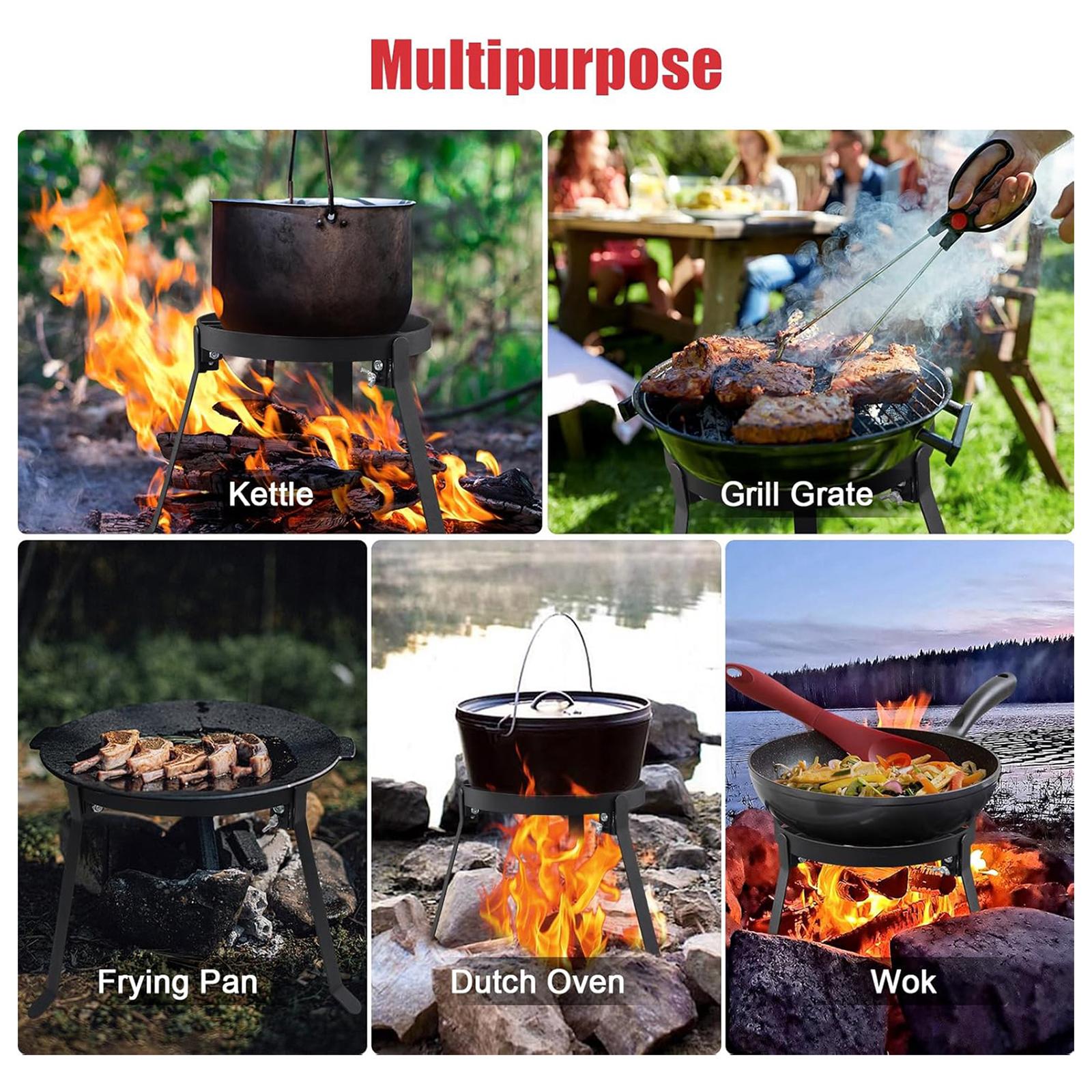 ขาตั้งเตาไฟพับได้แบบสามขา ทำจา - Camping Cooking Rack บทวิจารณ์และราคา