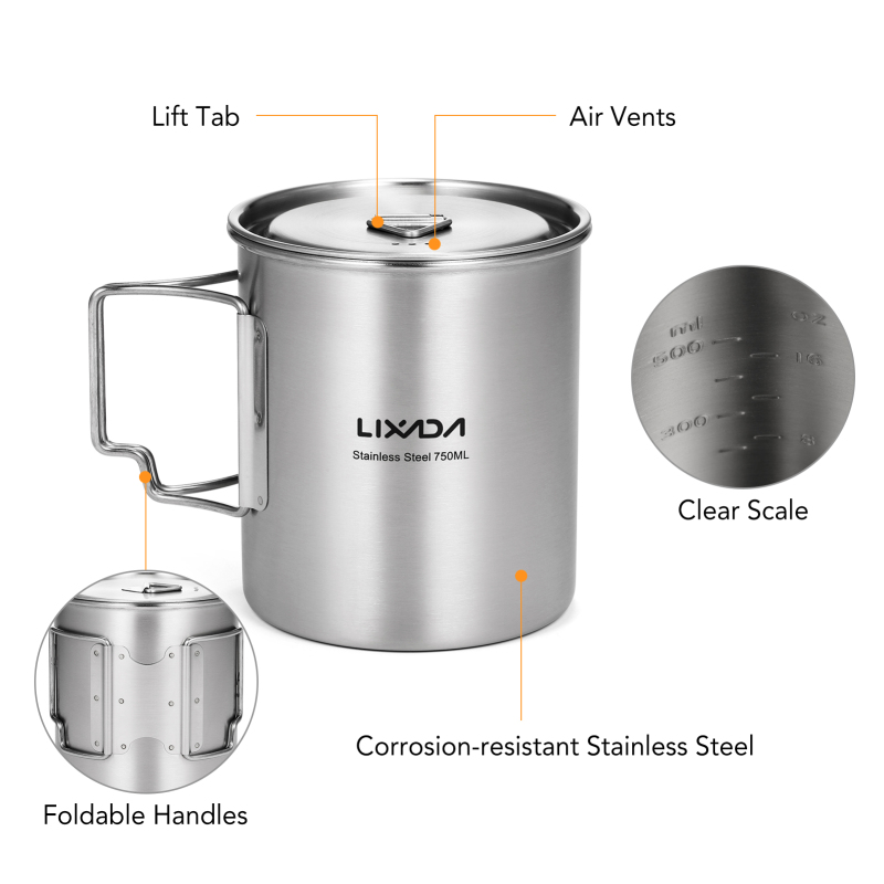 Lixada ถ้วยกระบอกใส่น้ำสแตนเลส - Camping Cooking Backpack บทวิจารณ์และราคา