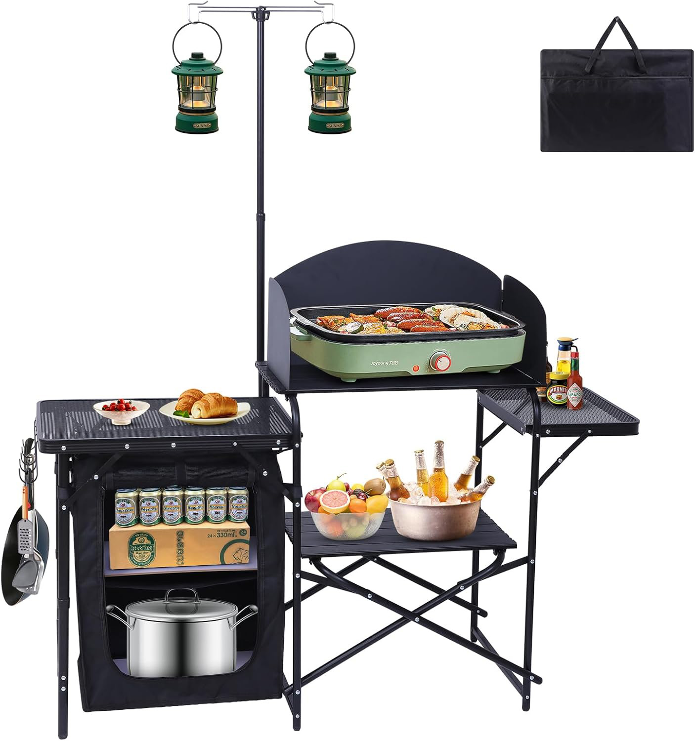 สถานีครัวสำหรับแคมป์ปิ้ง, โต๊ะ - Camping Cooking Table With Windshield บทวิจารณ์และราคา