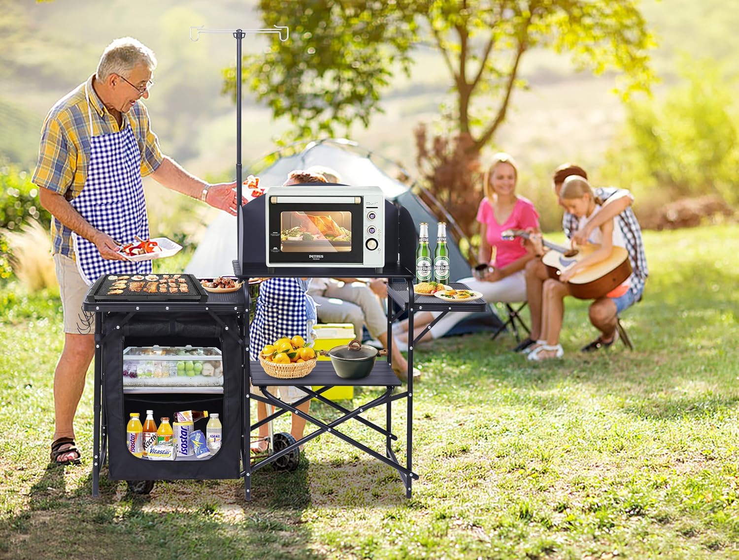 สถานีครัวสำหรับแคมป์ปิ้ง, โต๊ะ - Camping Cooking Table With Windshield บทวิจารณ์และราคา