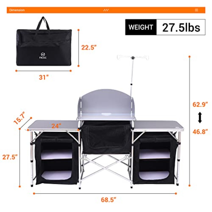 โต๊ะครัวสำหรับแคมป์ปิ้ง, โต๊ะพ - Camping Cooking Table With Windshield บทวิจารณ์และราคา