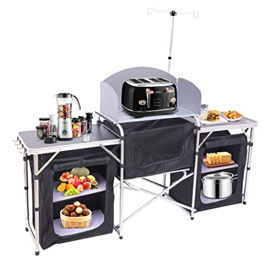 โต๊ะครัวสำหรับแคมป์ปิ้ง, โต๊ะพ - Camping Cooking Table With Windshield บทวิจารณ์และราคา
