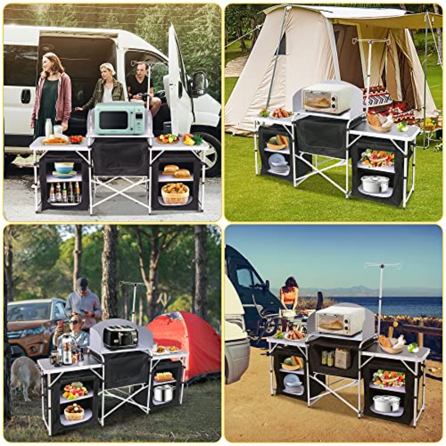 โต๊ะครัวสำหรับแคมป์ปิ้ง, โต๊ะพ - Camping Cooking Table With Windshield บทวิจารณ์และราคา