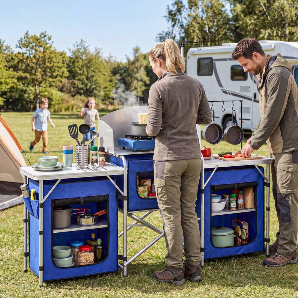 โต๊ะครัวอะลูมิเนียมสำหรับตั้งแ - Camping Cooking Table With Windshield บทวิจารณ์และราคา