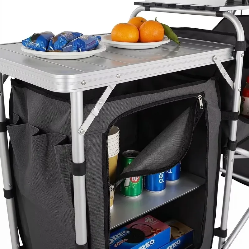 ตู้เก็บของครัวแคมป์ปิ้งกลางแจ้ - Camping Cooking Table With Windshield บทวิจารณ์และราคา