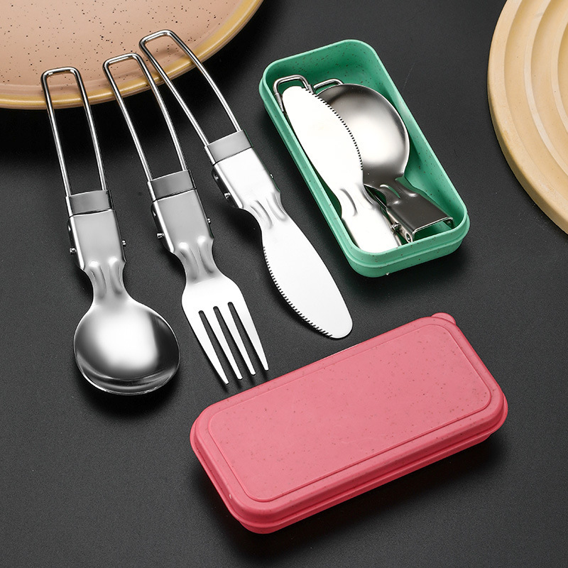 ชุดช้อนส้อมสแตนเลสแบบพกพาขนาดเ - Camping Cooking Knife Set บทวิจารณ์และราคา